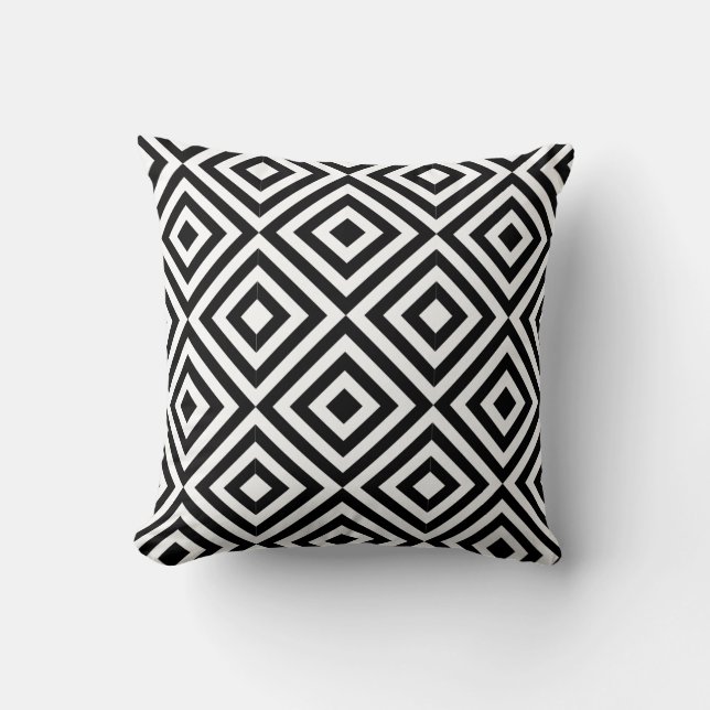 Coussin Motif noir et blanc de forme de diamant (Recto)