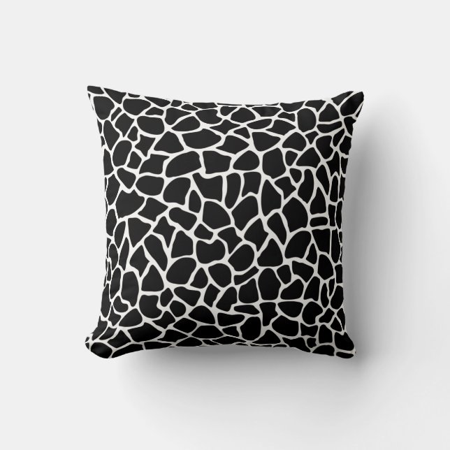 Coussin Motif noir et blanc de girafe de poster de animal (Recto)