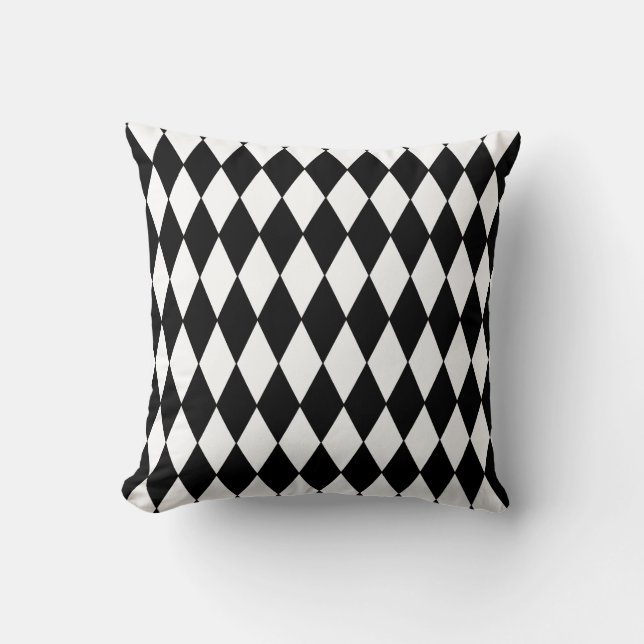 Coussin Motif noir et blanc de harlequin de diamant (Recto)