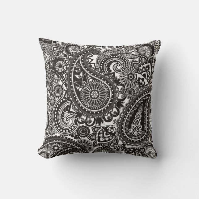 Coussin Motif noir et blanc de Paisley (Recto)