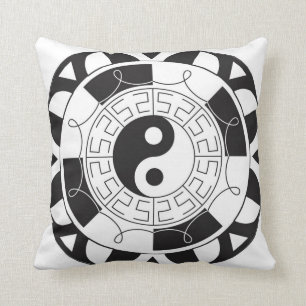Coussin Motif noir et blanc de Yin Yang