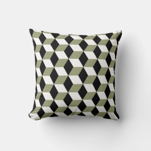 Coussin Motif noir et blanc sage des cubes 3D