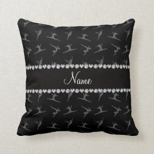 Coussin Motif noir nommé personnalisé de gymnastique