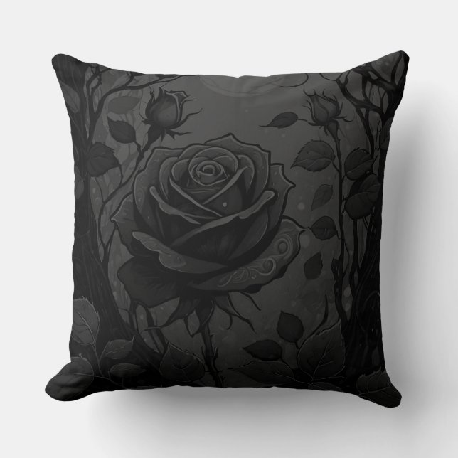 Coussin Motif noir Rose 2 (Recto)