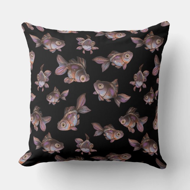 Coussin Motif noir sans couture avec poisson (Recto)
