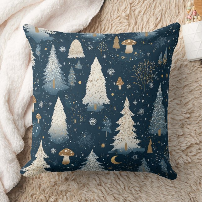 Coussin Motif Nuit de la Forêt Enchantée d'Hiver (4) (Couverture)