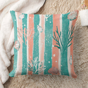 Coussin Motif Océan Corail Tropical