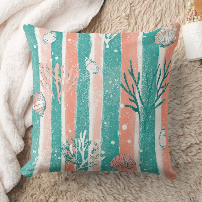 Coussin Motif Océan Corail Tropical (Couverture)
