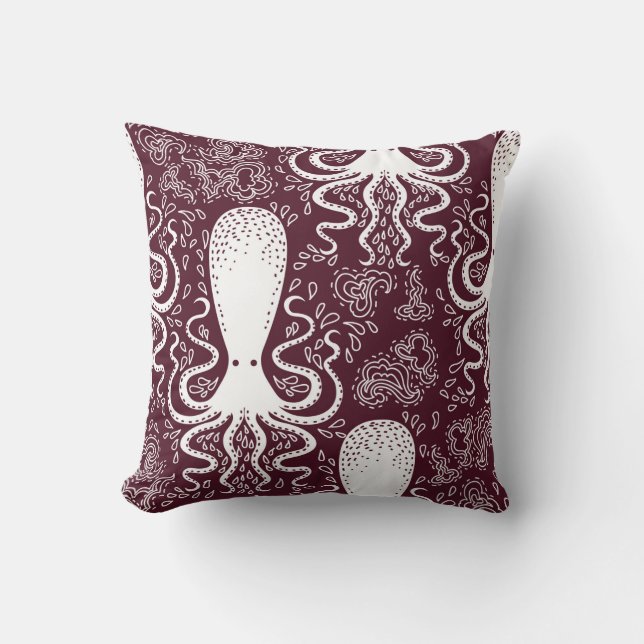 Coussin motif Octopus vintage. (Recto)
