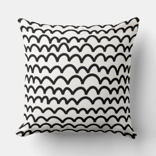 Coussin Motif ondulé - Noir sur blanc