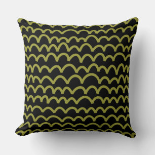 Coussin Motif ondulé - Olive on Black