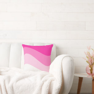 Coussin Motif ondulé ombré rose blanc