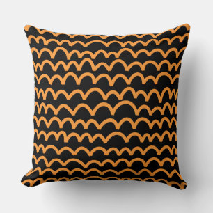 Coussin Motif ondulé - orange clair sur noir