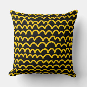 Coussin Motif ondulé - orange sur noir