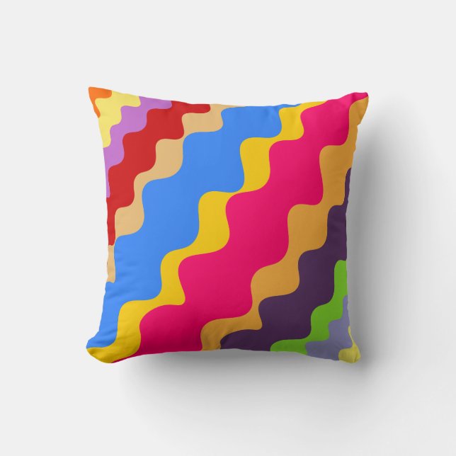 Coussin Motif ondulé rétro coloré (Recto)