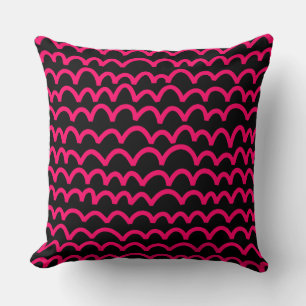 Coussin Motif ondulé - Rouge néon sur noir