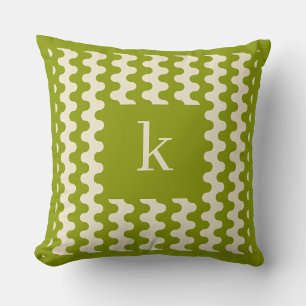 Coussin Motif ondulé vert lime Matcha Monogramme