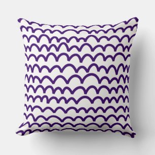 Coussin Motif ondulé - Violet profond sur blanc