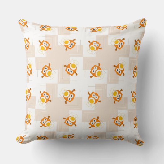 Coussin Motif orange d'illustration de hibou (Recto)
