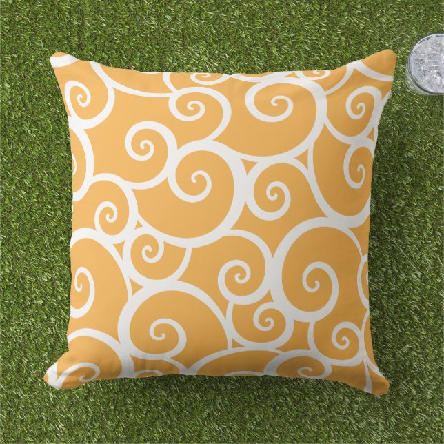 Coussin Motif Orange Summer Swirl (Herbe)