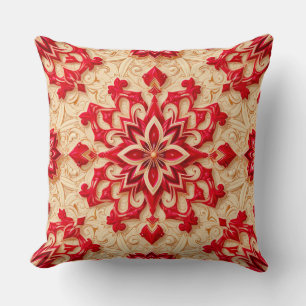 Coussin Motif ornemental rouge et beige élégant