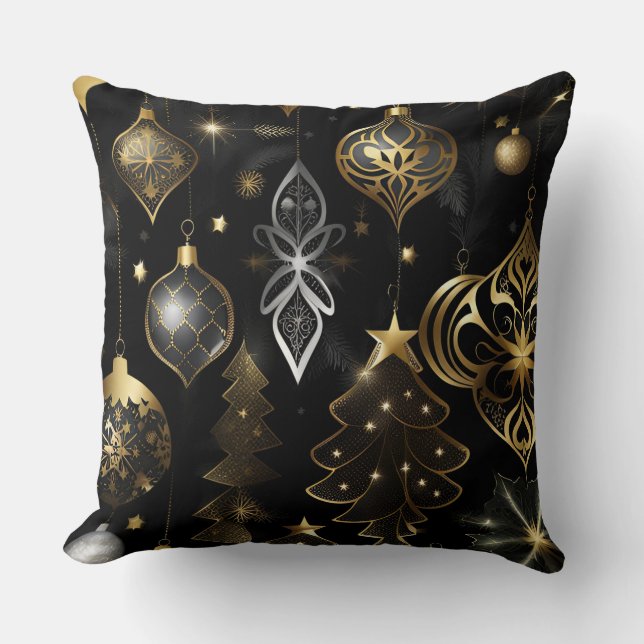 Coussin Motif Ornements Traditionnels Argent Et Or (Recto)