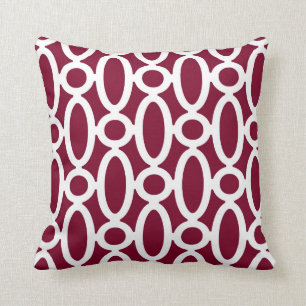 Coussin Motif ovale moderne de liens dans la canneberge et