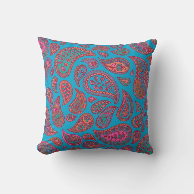 Coussin Motif Paisley à main vive (Recto)