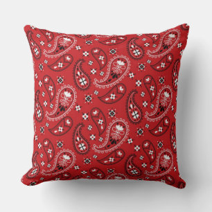 Coussin Motif Paisley avec Arrière - plan rouge-23214