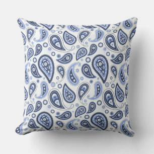 Coussin Motif Paisley Bleu