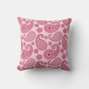 Coussin Motif Paisley, nuances de lumière à rose profond