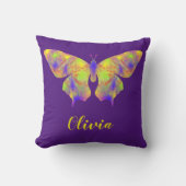 Coussin Motif papillon psychédélique personnalisé violet (Recto)