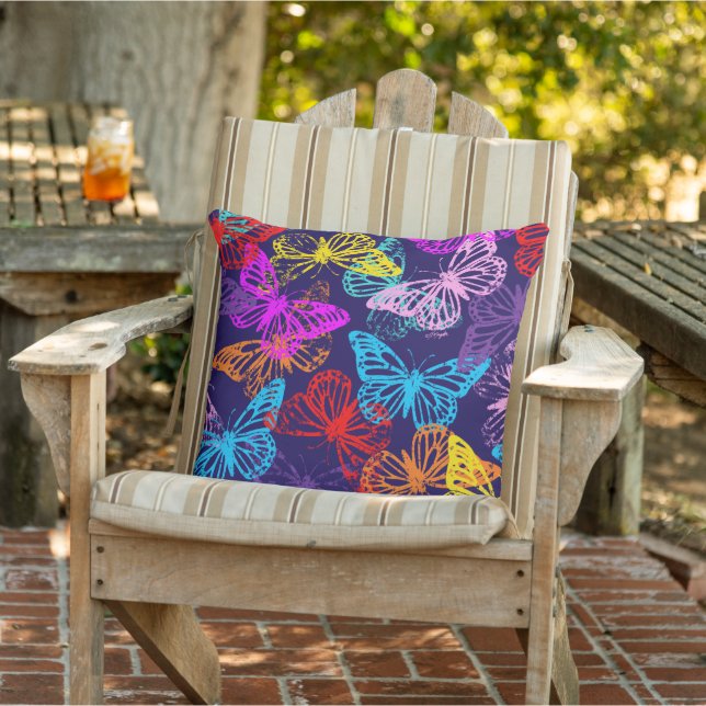 Coussin Motif Papillons Multicolores (Chaise)
