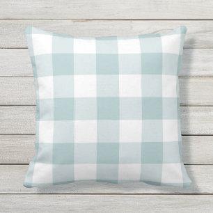 Coussin Motif Pastel bleu et blanc En vichy À damiers