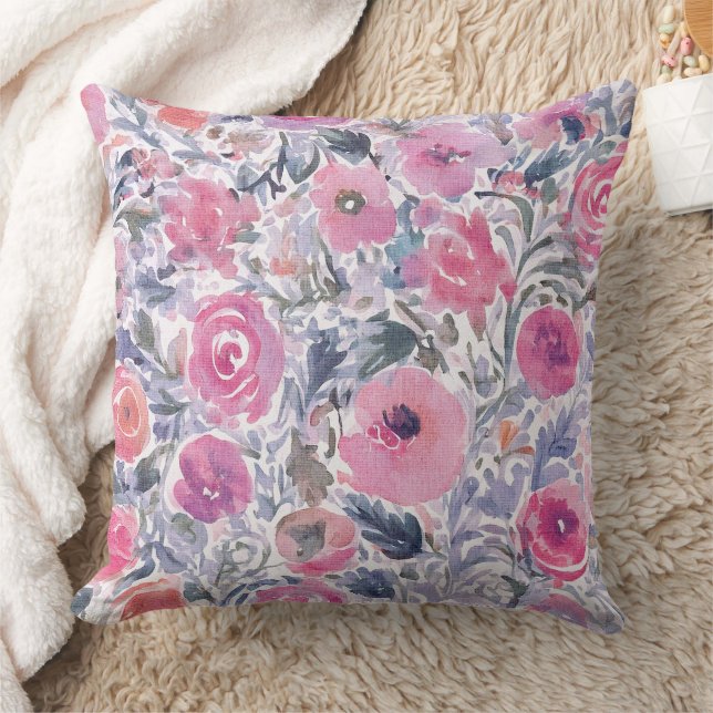 Coussin motif pastel de fleurs sauvages douces (Couverture)