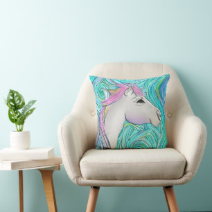 Coussin Motif pastel sans couture Cheval Blanc