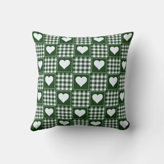 Coussin Motif patchwork de coeurs verts et blancs (Verso)