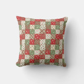 Coussin Motif patchwork de Noël vert rouge (Recto)