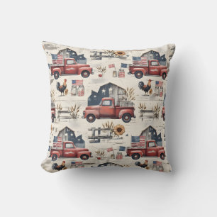 Coussin Motif patriotique américain de ferme pour le 4 jui