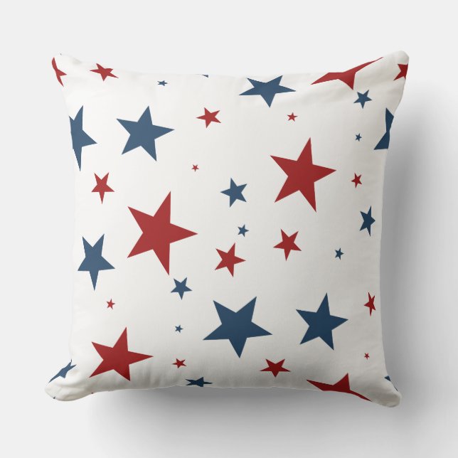 Coussin Motif Patriotique Rouge Blanc bleu étoile (Recto)