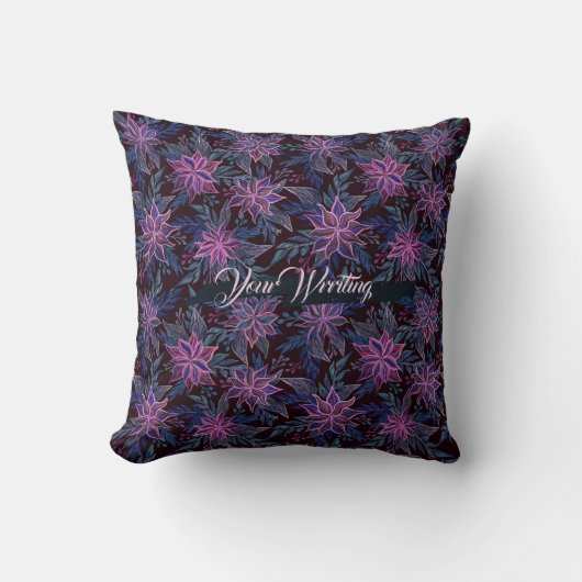Coussin Motif peint à la main rose foncé (Recto)