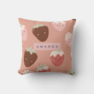 Coussin Motif personnalisé Kawaii Chocolate de fraise