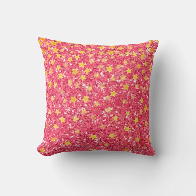 Coussin Motif pétillant rose, étoiles brillantes (Recto)
