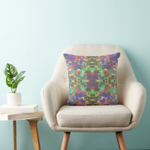 Coussin Motif pixelisé au-delà des couleurs de l'arc-en-ci