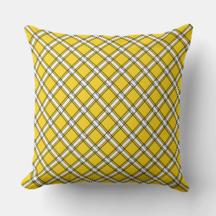 Coussin Motif plaid Jaune et blanc