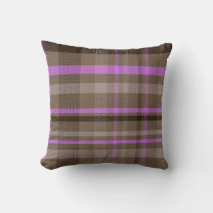 Coussin Motif Plaid violet, noir et gris