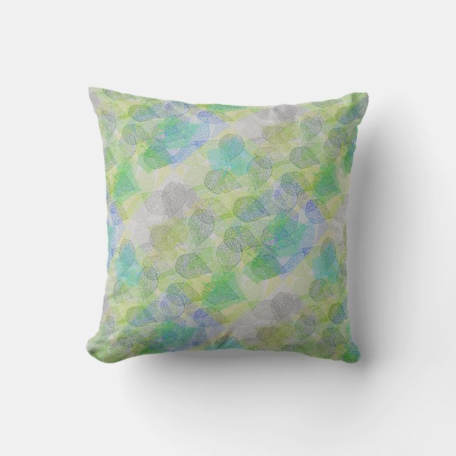 Coussin motif plante A02.b Feuille LGrey BG (Recto)
