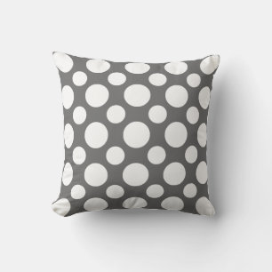 Coussin Motif point blanc gris