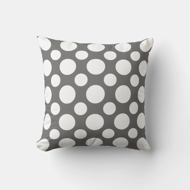 Coussin Motif point blanc gris (Recto)