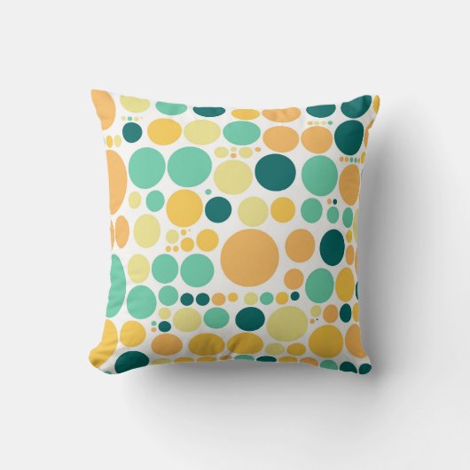 Coussin motif pois | Bleu orange rétro (Recto)